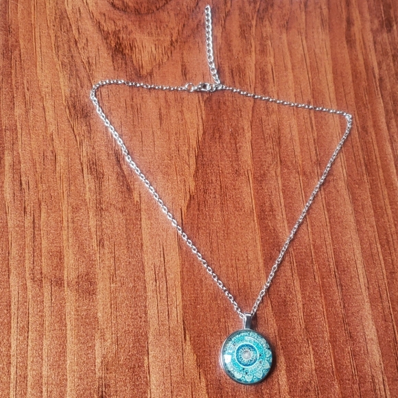 Blue Paisley Boho Silvertone Drop-Style Necklace - Picture 4 of 7